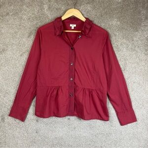 J Jill Shirt Womens Medium Pink Cotton Long Sleeve Button Front Collared- 1966*